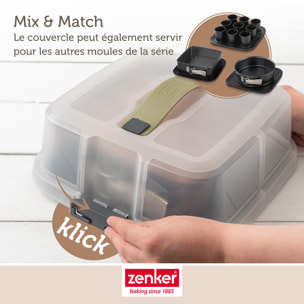 Ensemble de 2 Moules à charnière rond 23 cm avec couvercle de transport Zenker Bake Click and Go