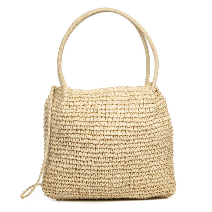 Zuccarello borsa shopper in rafia di carta intrecciata.