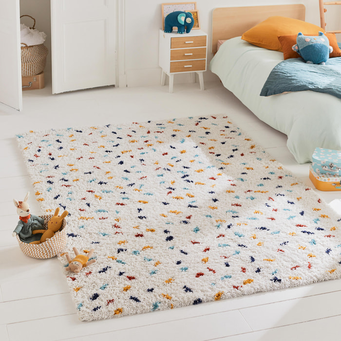 Tipi - tapis shaggy enfant en laine artificielle à motif confettis multicolore