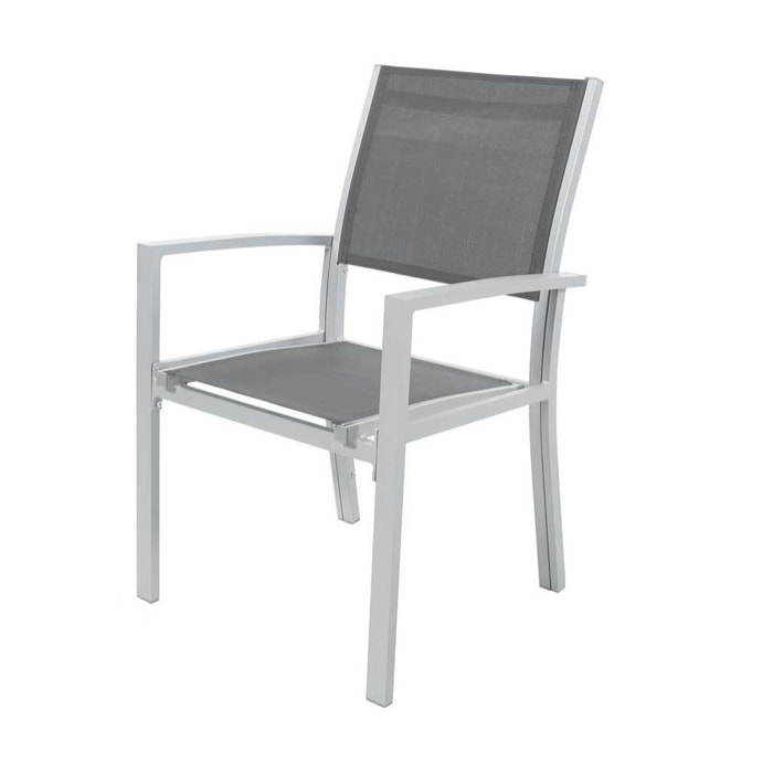 Fauteuil jardin Alu/Textilène ''Tropic'' - Phoenix - Gris foncé - Lot de 2