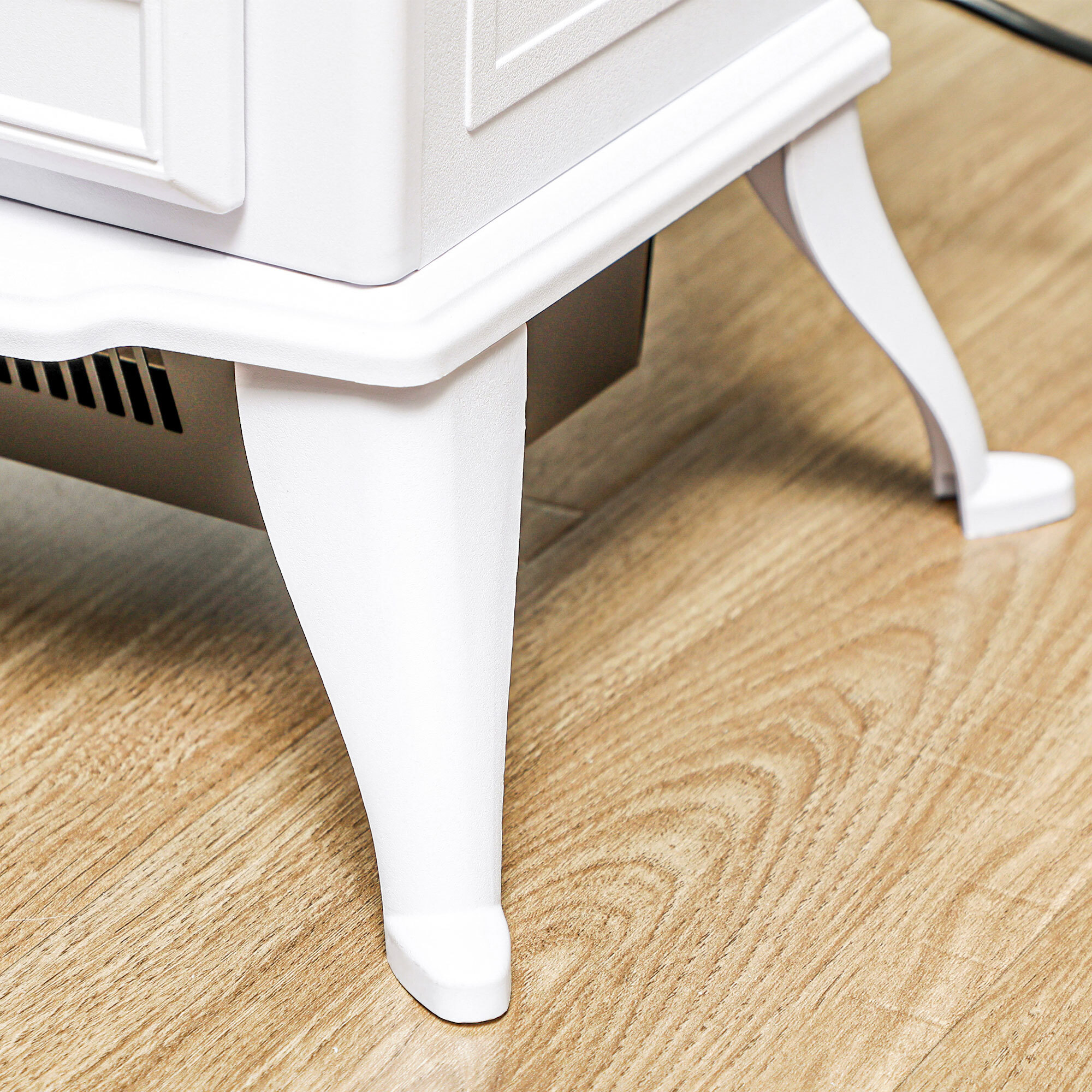 Cheminée électrique poêle style rétro thermostat 1000-2000 W blanc