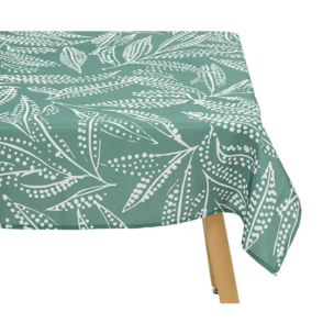 Nappe Tropical 240x140cm vert olive imprimé feuilles