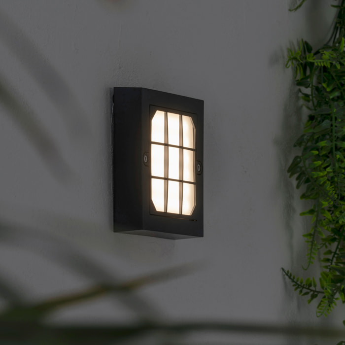 FORLIGHT Netz apliqiue exterior cuadrado en luz blanco cálido 3000K en color negro