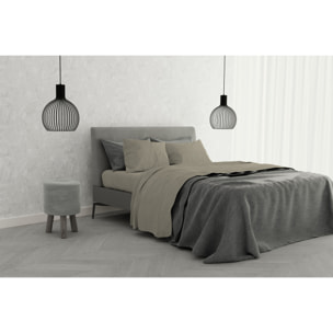 COMPLETO LETTO ELEGANT MADE IN ITALY MICROFIBRA - TORTORA MATRIMONIALE