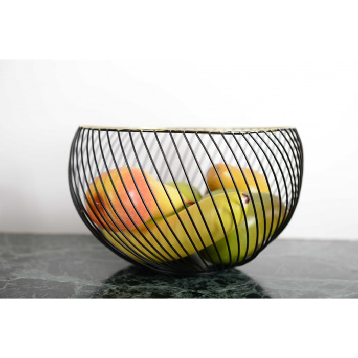 Coupe a fruits noire bordure doree 22.5x22.5x14.5cm