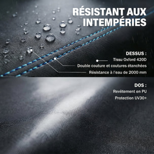 Housse salon de jardin imperméable avec évent tissu oxford 420D noir