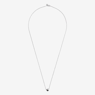 Collana Lunga Catena Margherita con Pendente a Sfera in Argento 925 placcato Platino