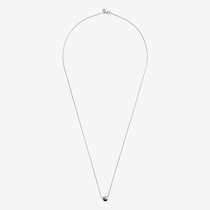 Collana Lunga Catena Margherita con Pendente a Sfera in Argento 925 placcato Platino