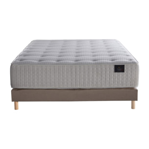 Ensemble Hélios - Matelas ressorts ensachés Mémoire de forme Latex - Sommier Rose Poudré