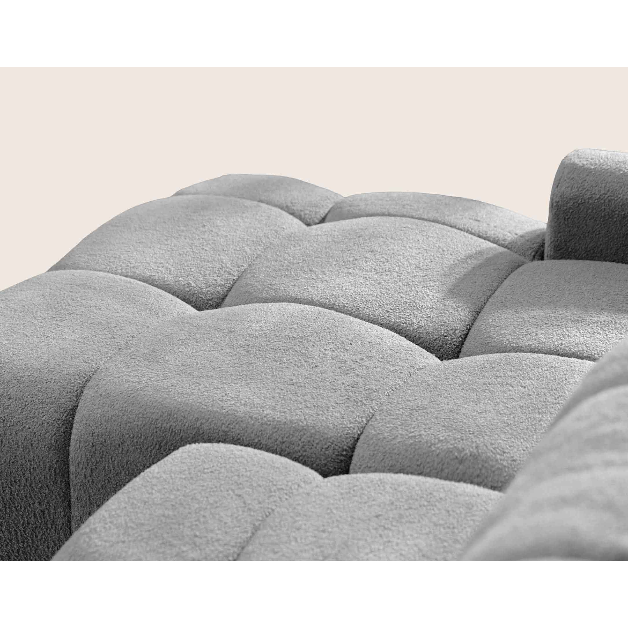 Yulin - Canapé d'angle gauche 4 places convertible avec coffre en tissu bouclette - Gris clair
