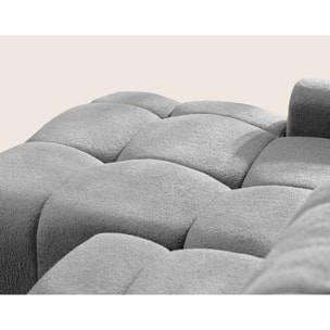 Yulin - Canapé d'angle gauche 4 places convertible avec coffre en tissu bouclette - Gris clair