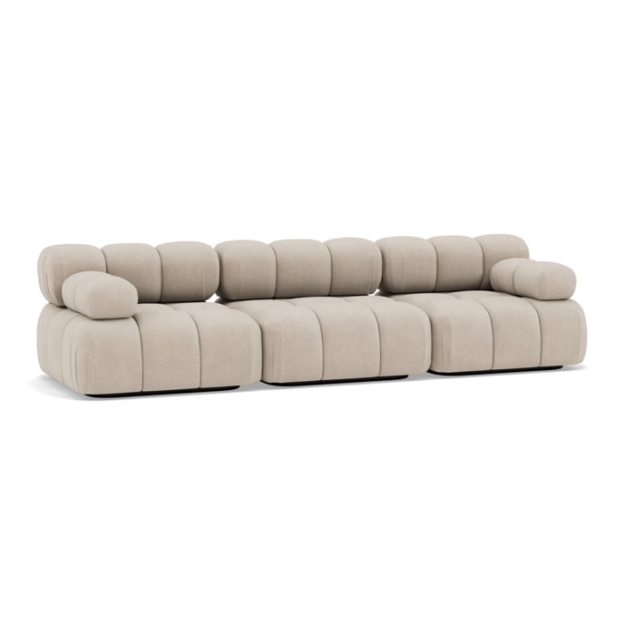 Ruby - canapé droit modulable 3 places en velours texturé - Beige