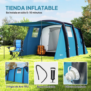 Tienda de Campaña Inflable Familiar Tipo Túnel para 3€“6 Personas Tienda de Campaña Glamping con Vestíbulo Ventanas de Malla y Bolsa de Transporte Protección UV 50+ Impermeable al Aire Libre