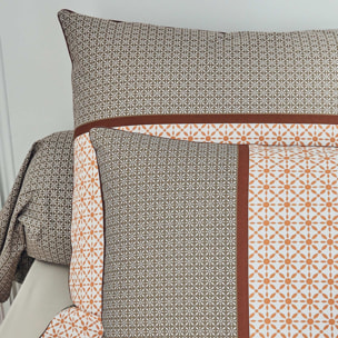Taie d'oreiller percale graphique - Beige foncé