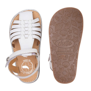 SANDALIA BAREFOOT PIEL CHETTO CANGREJERA TRENZADA BLANCO