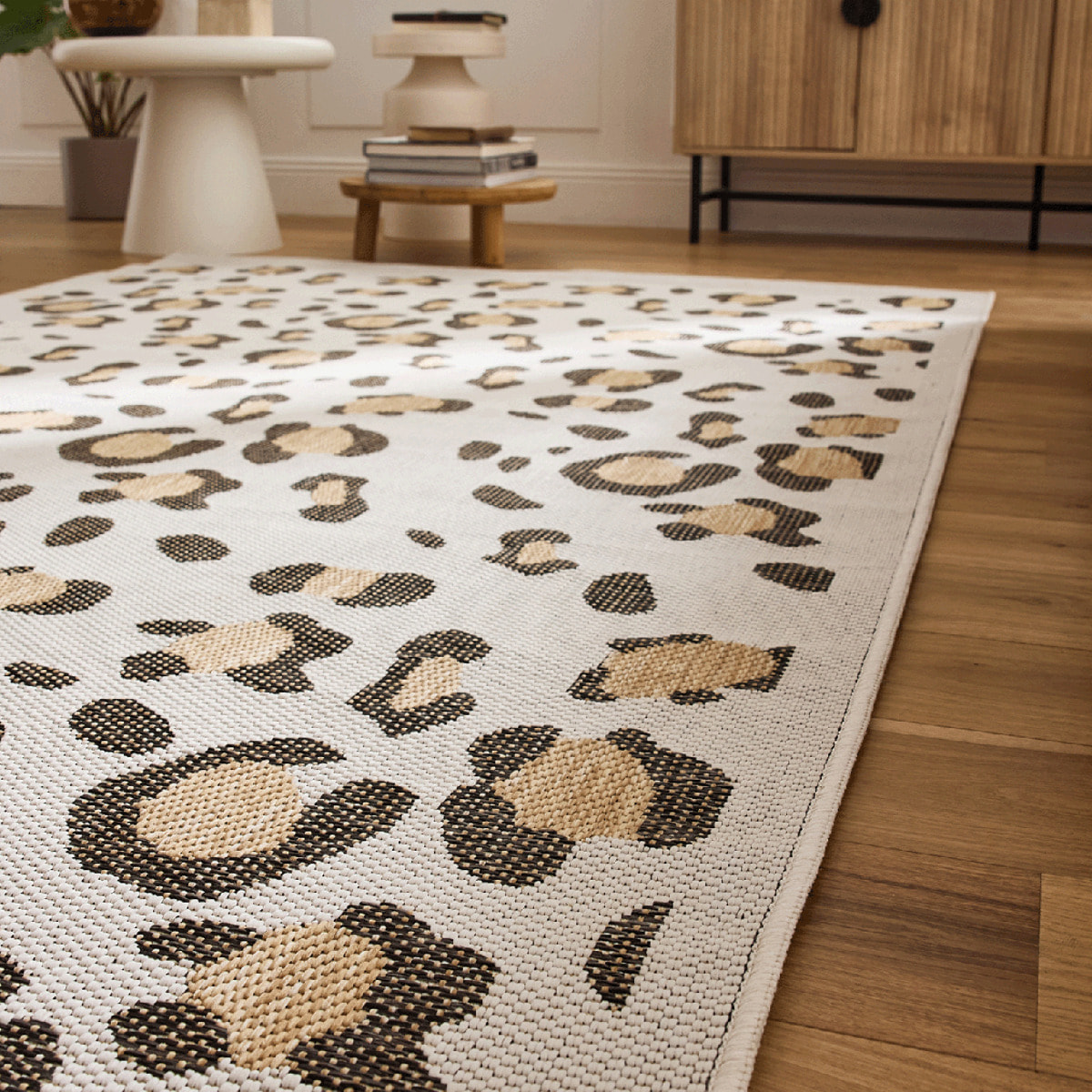 SAVANNA - Tapis intérieur/extérieur motif léopard crème