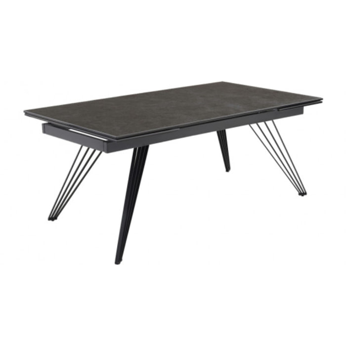 Table extensible en céramique vintage grey L160/240cm - 9 piètements - UNIK