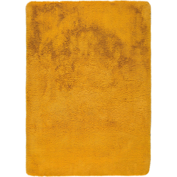 ALPACA Alfombra shaggy lisa en color mostaza, varias medidas disponibles