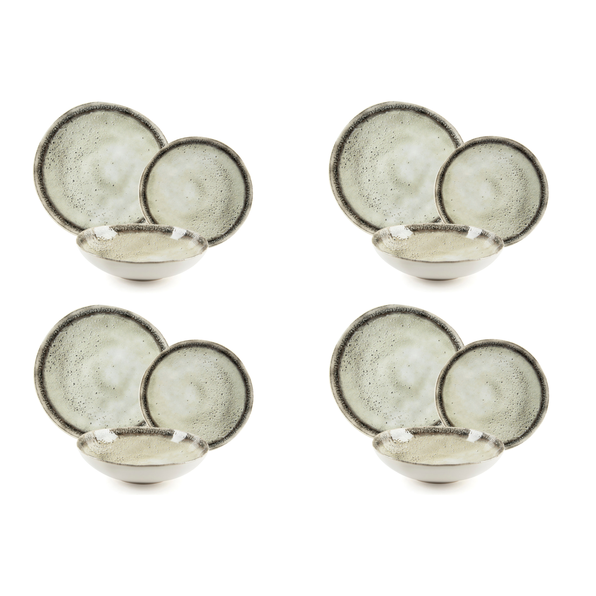 Servizio piatti 12 pezzi Excelsa Afrodite, ceramica, effetto reattivo, multicolore