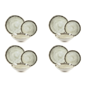 Servizio piatti 12 pezzi Excelsa Afrodite, ceramica, effetto reattivo, multicolore