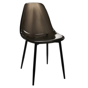 Chaise Transparente Pieds Metal Noir - Lot De 4