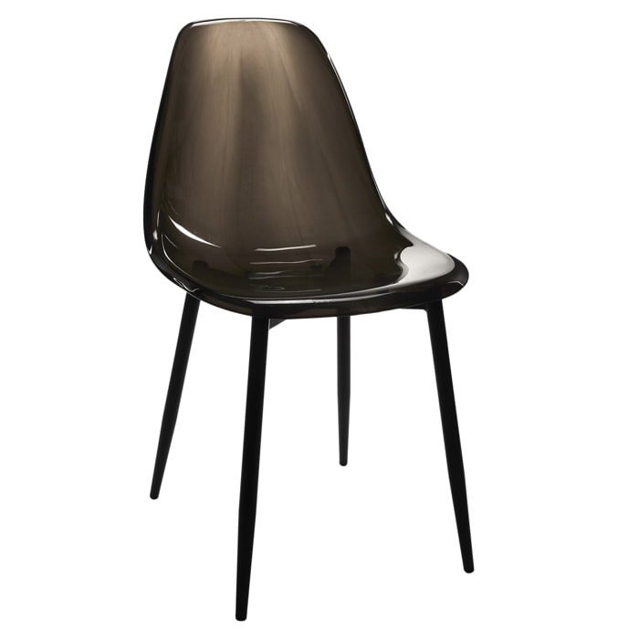 Chaise Transparente Pieds Metal Noir - Lot De 4