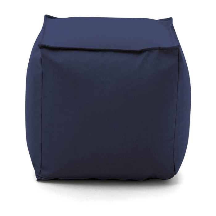 Pouf Aron, Pouf multifunzione, Poltroncina relax in tessuto imbottito, 100% Made in Italy, 45x45h45 cm, Blu