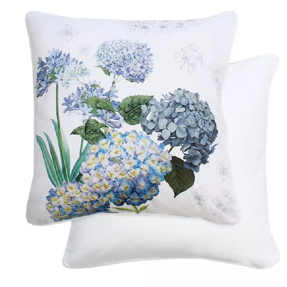 Taie d'oreiller percale de coton imprimé multicolore Maelys bleu