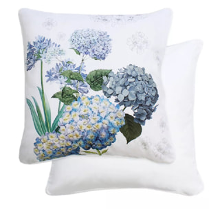 Taie d'oreiller percale de coton imprimé multicolore Maelys bleu