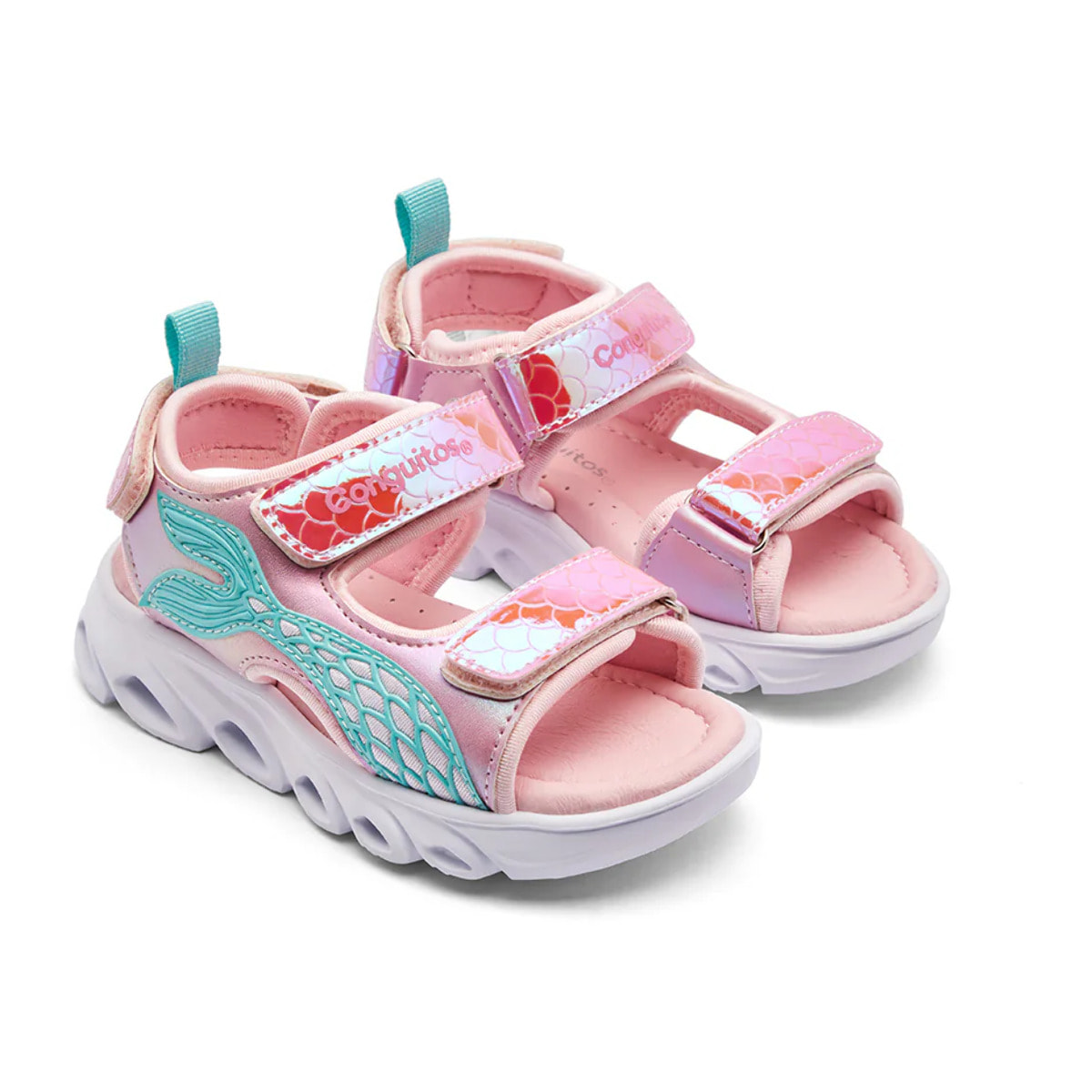 Sandalias de Niña Luces Estampado Sirena Rosa/ Azul Cielo