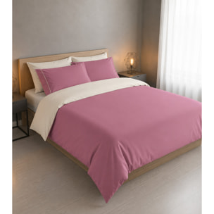 Parure Copripiumino Double-Color IPERSAN Puro Cotone Malva/Panna