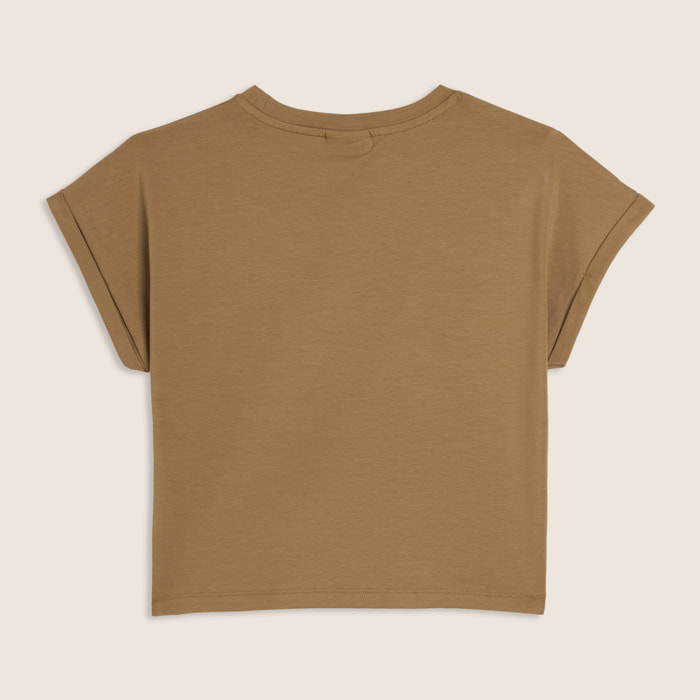 T-shirt Junior con maniche ad aletta e logo animalier e oro