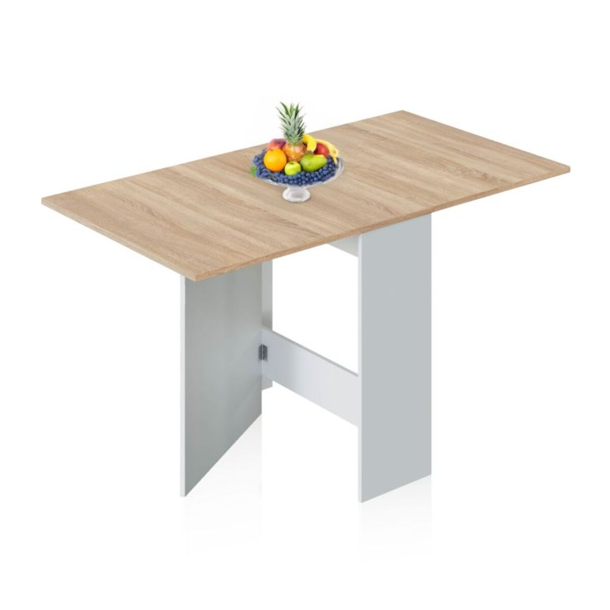 Mesa de comedor Nolix Blanco Artik (Blanco Mate) - Roble Canadian