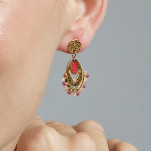 Pendientes con Cristal Rojo acabado oro 18k