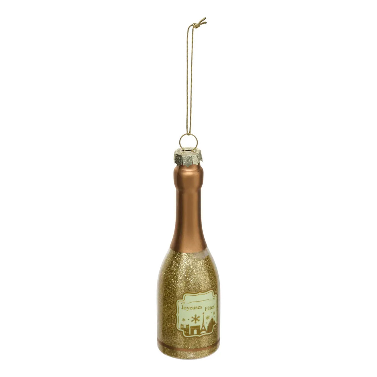 Suspension de sapin champignon en verre doré 12 cm