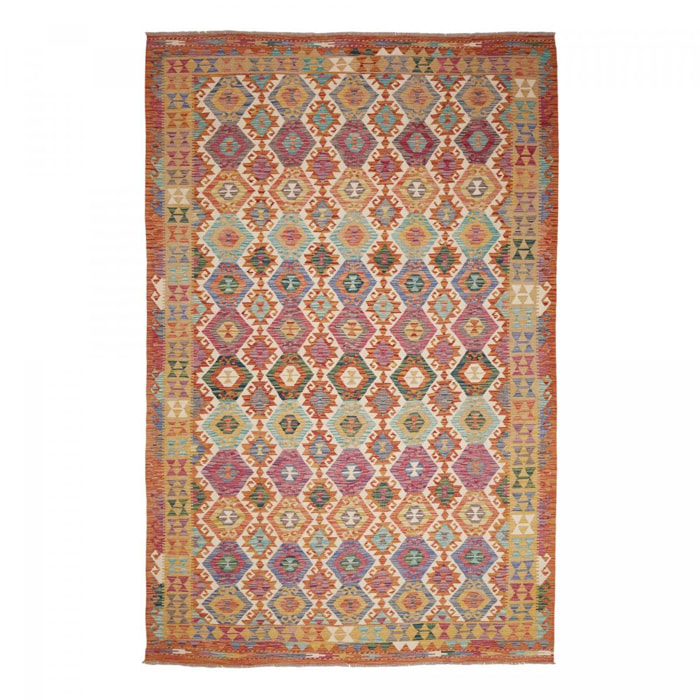 Tapis kilim ethnique en laine naturelle, tissé plat artisanal
