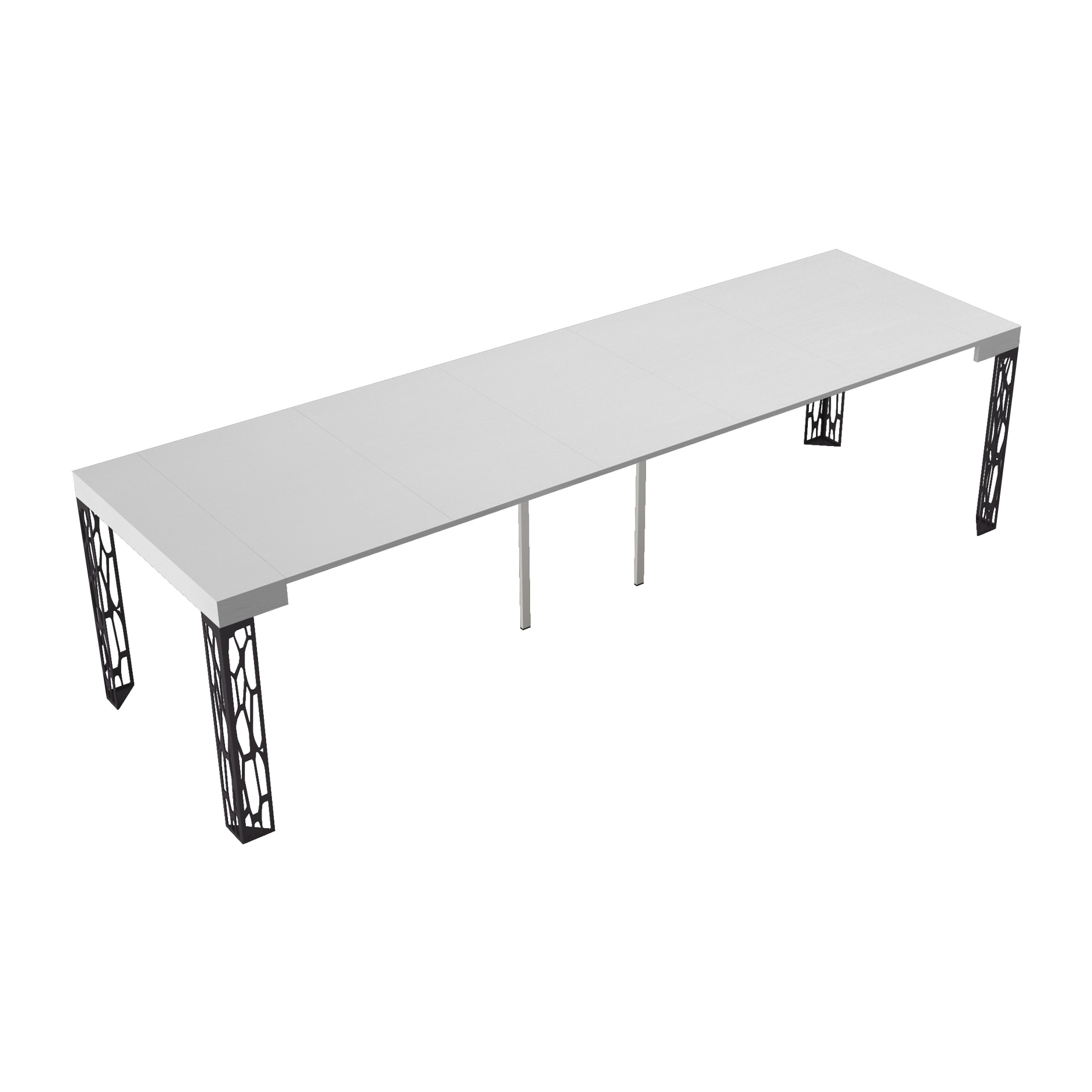 Console extensible 90x40/300 cm Ghibli Frêne Blanc cadre Anthracite