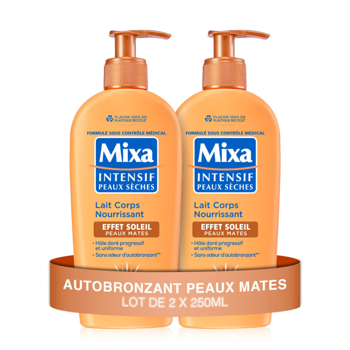 Mixa Intensif Peaux Sèches Lait Corps Nourrissant Effet Soleil Peaux Mates 250ml Lot de 2