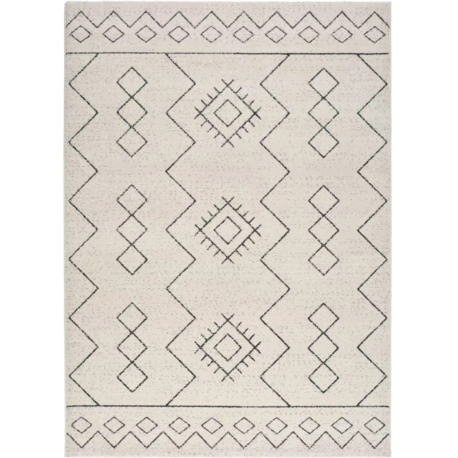 MALIKA Alfombra étnica de pelo corto blanco, varias medidas disponibles.