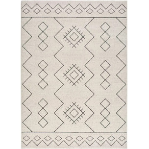 MALIKA Alfombra étnica de pelo corto blanco, varias medidas disponibles.