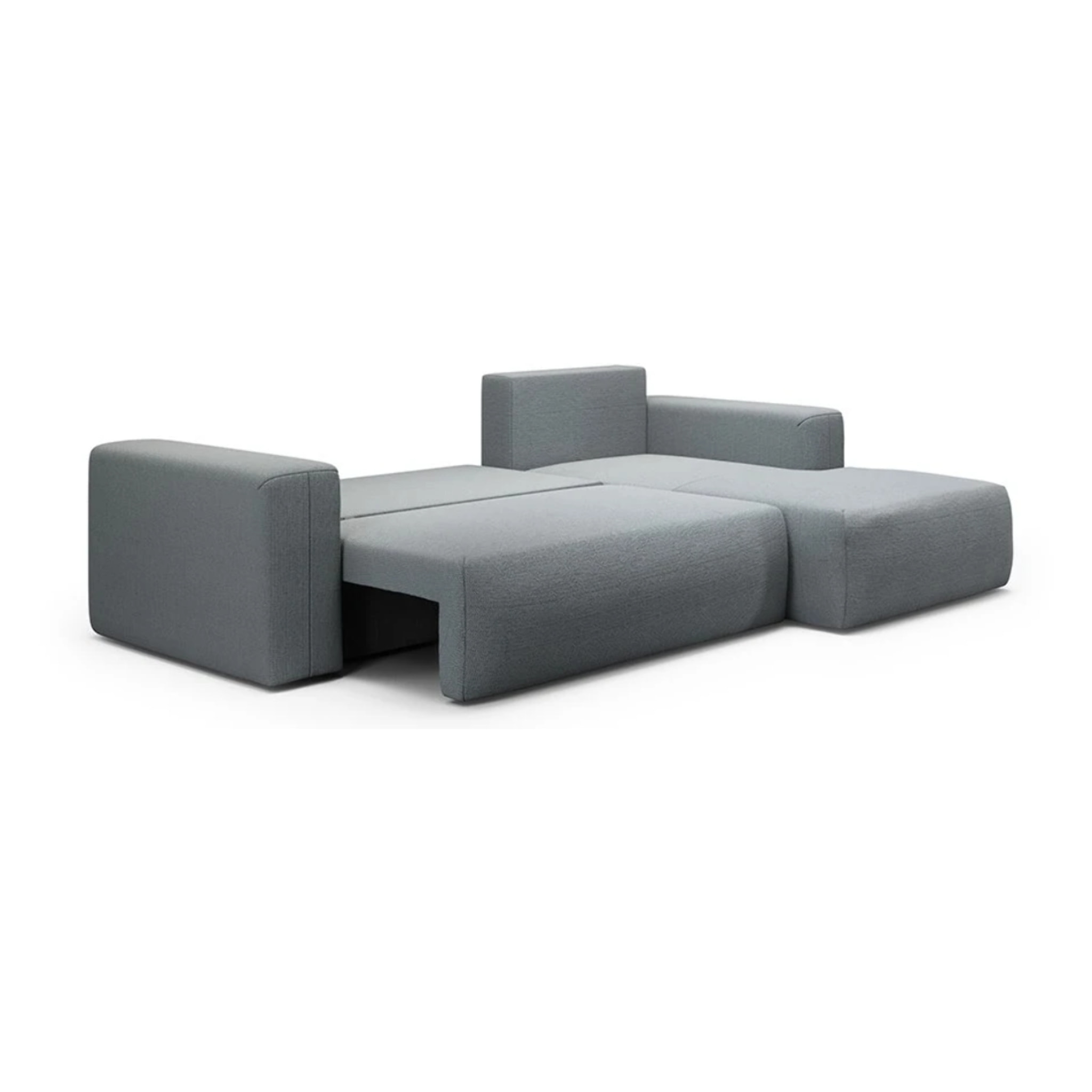 NALA - Canapé d'angle droit convertible 4 places en tissu gris clair