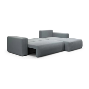 NALA - Canapé d'angle droit convertible 4 places en tissu gris clair