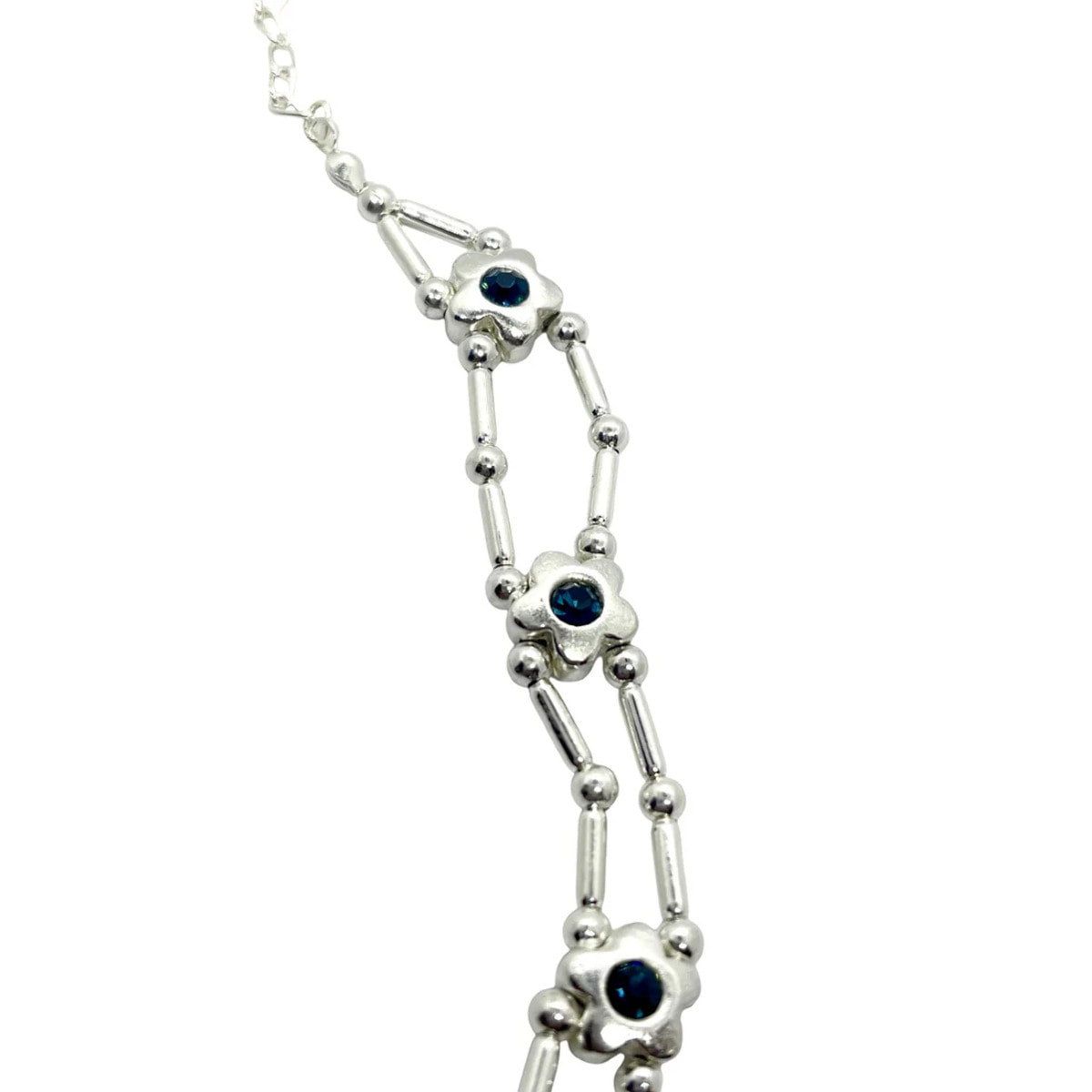 Gargantilla flores Sw en azul plata 10µ