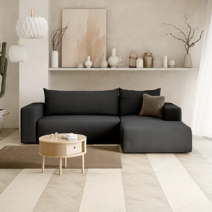 NALA - Canapé d'angle droit convertible 4 places en tissu gris foncé