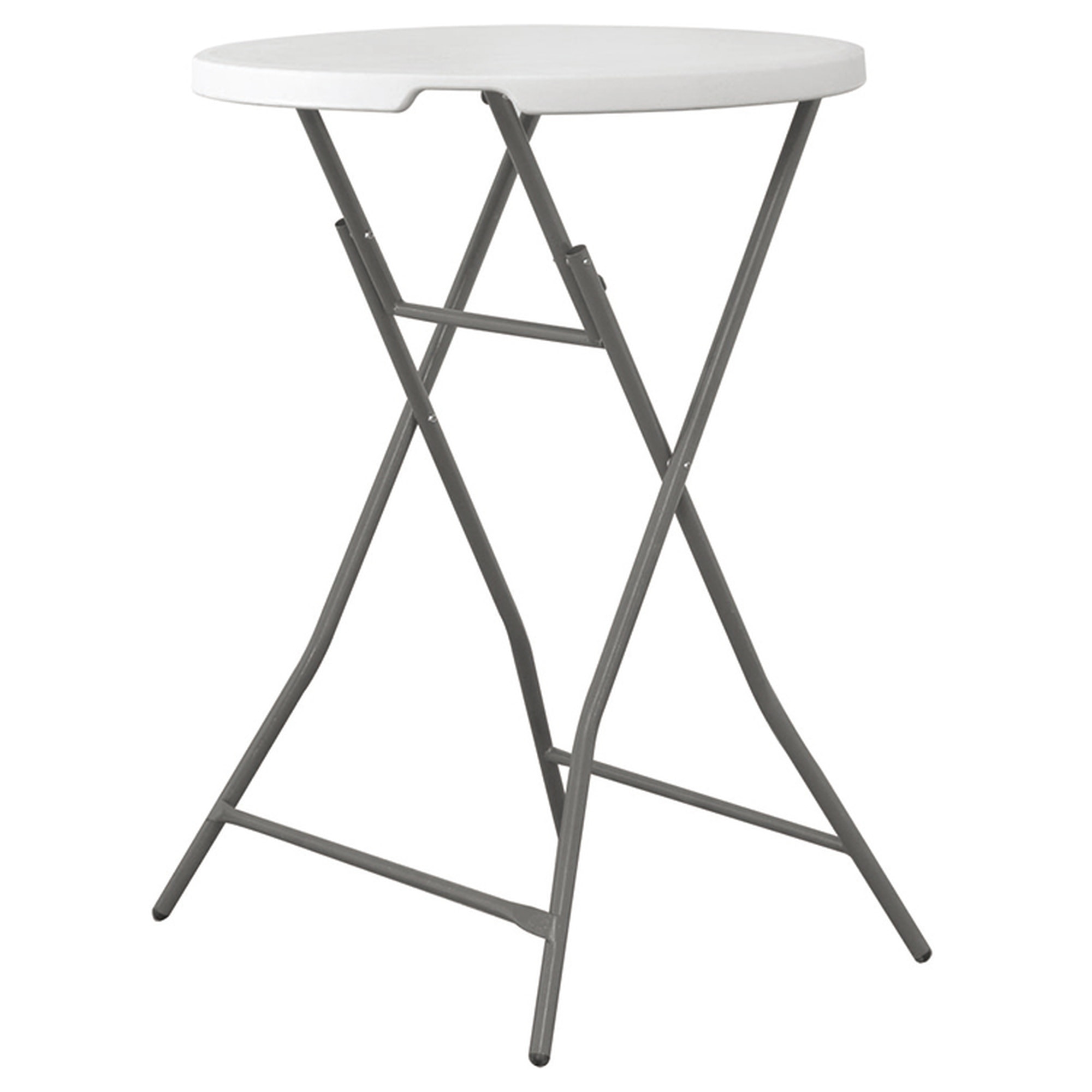 Mesa alta de cóctel plegable 80 x 80 x 110 cm, plegado de patas y asa para su desplazamiento