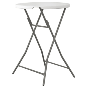 Mesa alta de cóctel plegable 80 x 80 x 110 cm, plegado de patas y asa para su desplazamiento