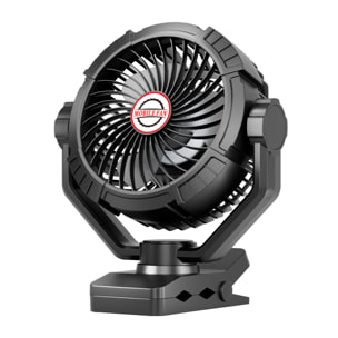 Ventilatore S01 con motore senza spazzole, LED con 8 luci, 4 velocità, 3 livelli di luce e timer. Angolo regolabile di 180º con oscillazione, gancio/morsa per appendere e powerbank di 10400 mAh.