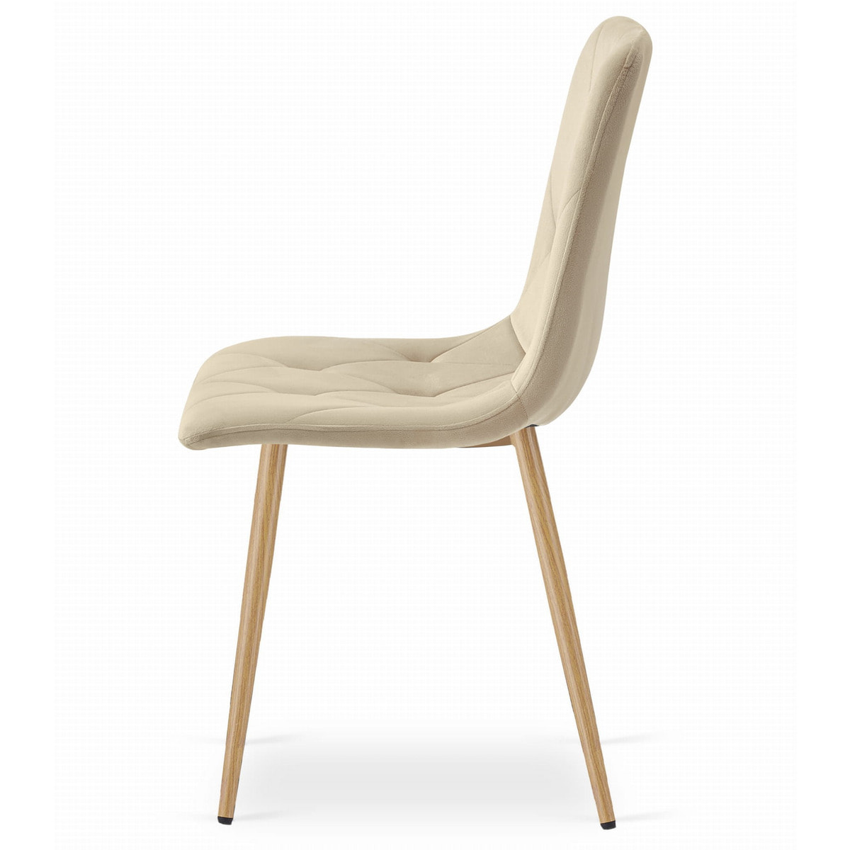 Sedia Libra in Velluto Beige Chiaro con Gambe Effetto Legno