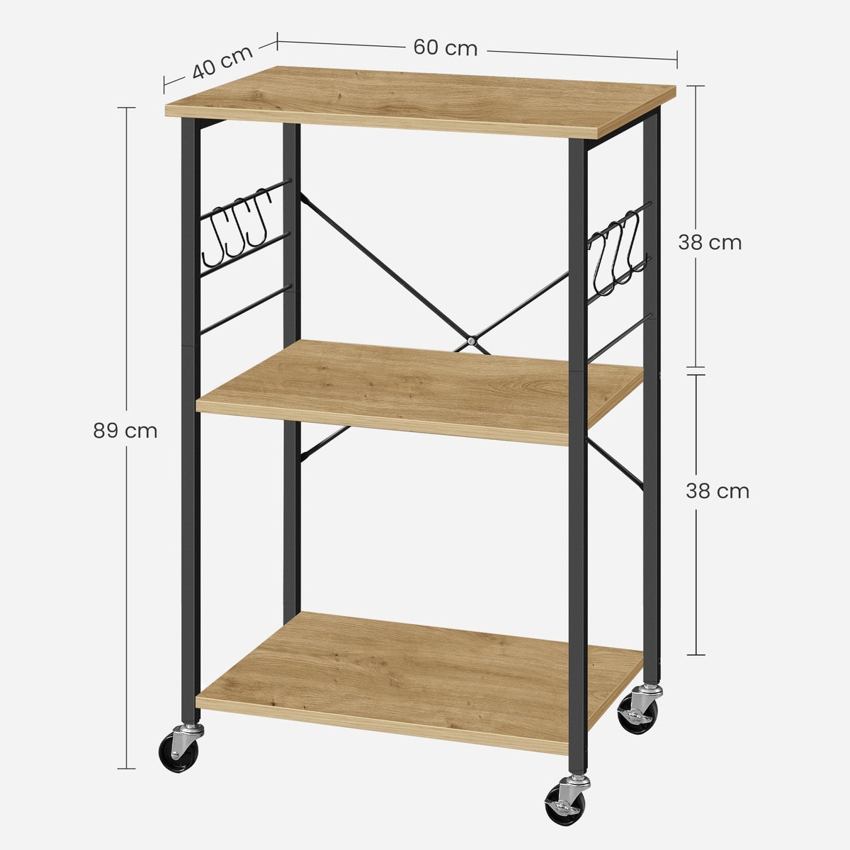 Carrello da cucina industrial Artisan in legno e metallo