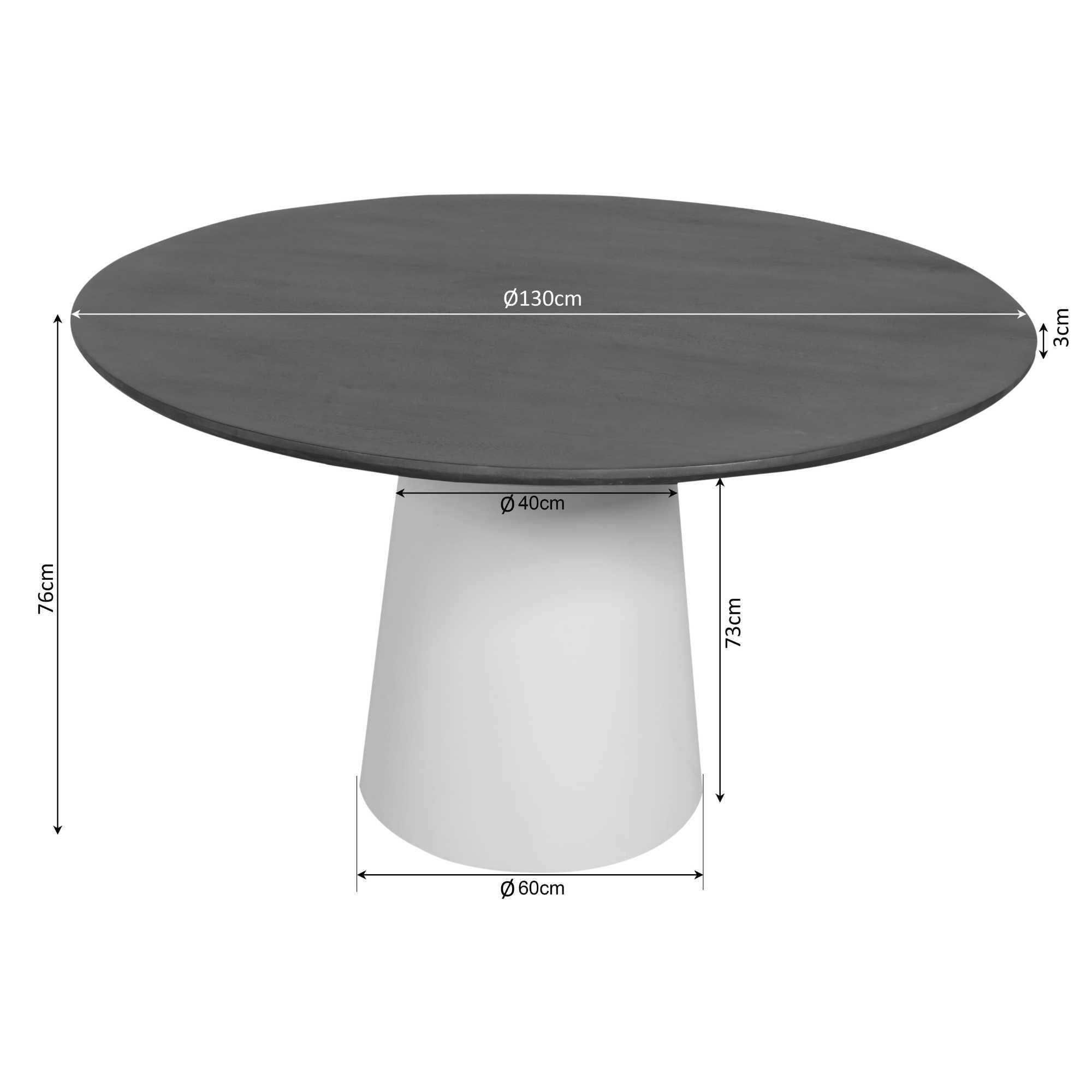 Table à manger ronde pied central bois Ø130 cm CORTINA